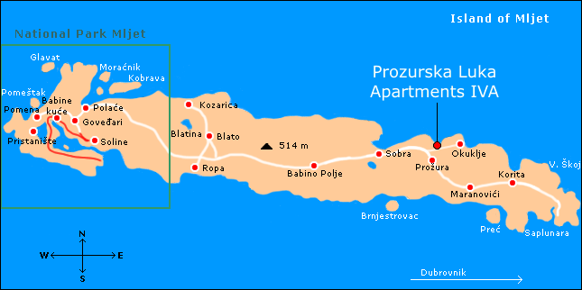 Mljet Island Map